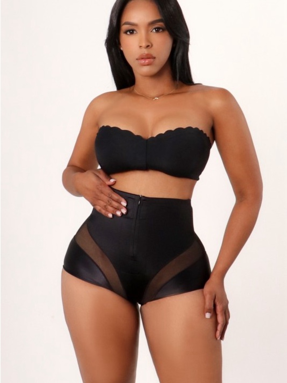 High-Waist Black Shaping Shorts U-TMYPTZIP